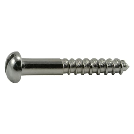 Midwest Fastener Wood Screw, #4, 3/4 in, Chrome Steel Round Head Slotted Drive, 60 PK 62183